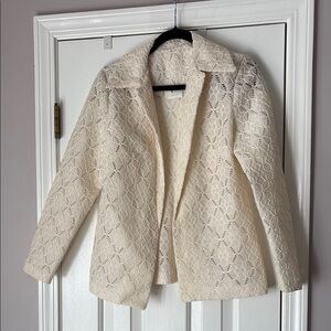 Lace-Textured Cream Jacket - Women's Lightweight Coat